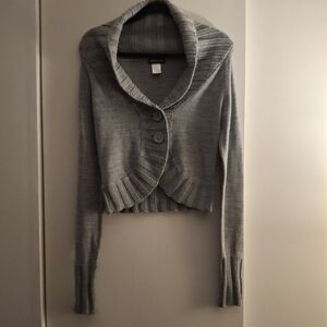 Mingle Girls Gray Knit Sweater With Cowl Neck And Two- Button Closure